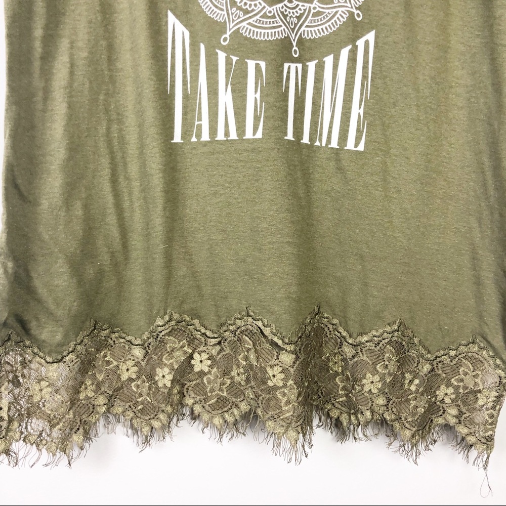 Freeze “Good Things Take Time” Green Top - Picture 4 of 6